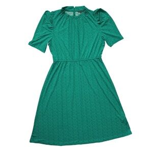 Adrianna Papell Womens Ruffle Neck Short Sleeve Dress